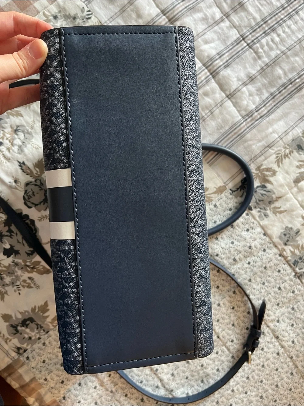Michael Kors Navy Stripe Logo Purse and Wallet Set